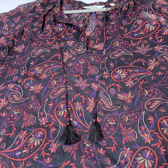 Joie Cecarina 100% Silk Long Sleeve Blouse with Cuff Sleeve Detail Size XL NWT - Picture 11 of 16